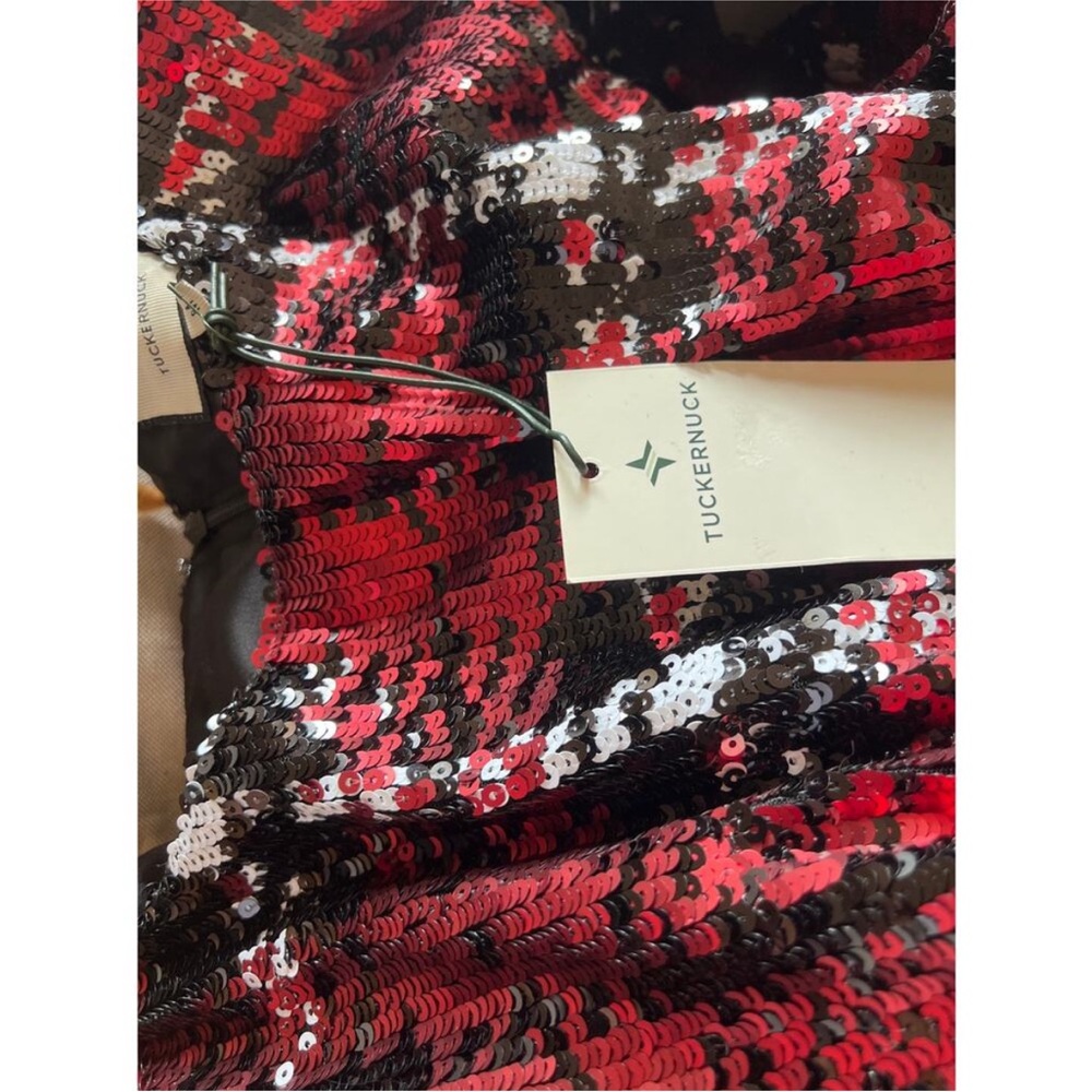 TUCKERNUCK Red and black Houndstooth Sequin dress NEW - Picture 11 of 13